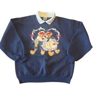 Vintage 90s Gopher Sport Teddy Bear Graphic Sweatshirt Collared  L  Cottage Core